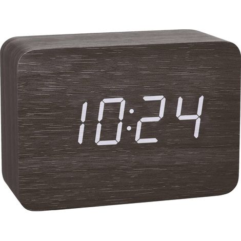 TFA 60.2549.01 Reloj despertador radio control marrón oscuro minimalista