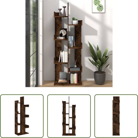 vidaXL Bois d'ingénierie - Bibliothèque 48x25,5x140 cm Chêne fumé Bois d'ingénierie (1/5)