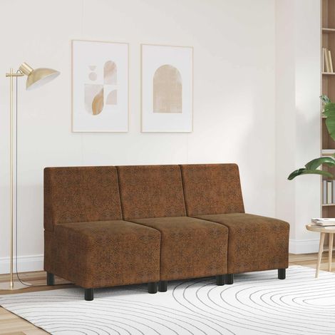 Sofa Stuhl mit Kissen Braun 55 x 74 x 82 cm Faux Wildleder