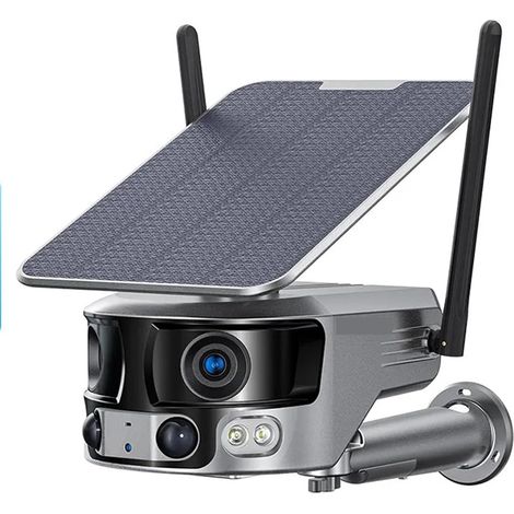 Caméra de sécurité à domicile Caméra de sécurité panoramique solaire 4G, for l'extérieur, 4K, Angle de vue Ultra large de 180 °, , double objectif, détection PIR, vidéosurveillance à domicile(4K WIFI (1/5)