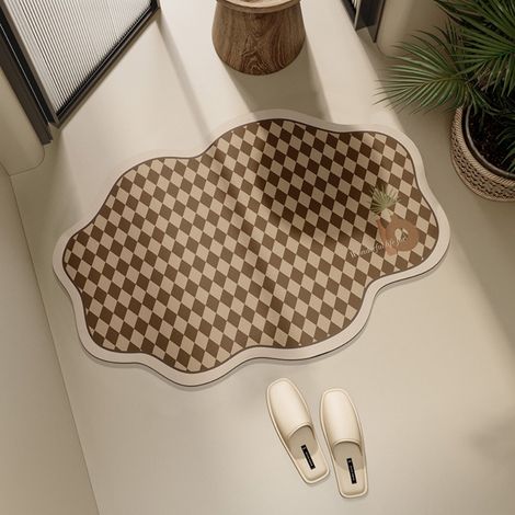LAN Boue de diatomées Sberg brun foncé 4060cm Tapis absorbant à damier irrégulier pour toilettes et salles de bains, antidérapant, en terre de diatomées, pour entrées de salle de bains (1/5)