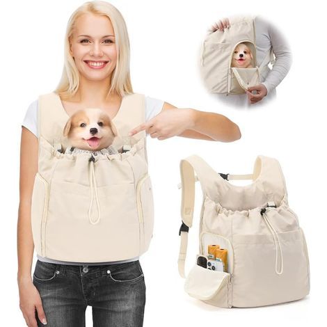Sac à dos ventral pour animaux de compagnie - Maille aérée avec fenêtres latérales - Réglable - Idéal pour la randonnée et les voyages - Jusqu'à 6 kg (1/5)
