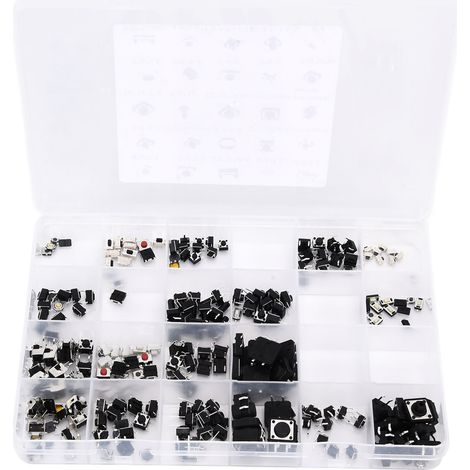 250pcs Tact Push Switch Micro Combination Kit 25 Values Boxed Button Switch for Television Audio Equipment