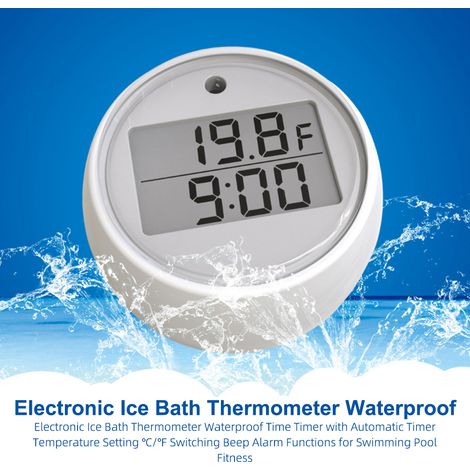 Thermomètre électronique pour bain de glace, minuterie étanche avec réglage automatique de la température, fonctions d'alarme sonore de commutation ℃/℉ pour piscine (1/4)