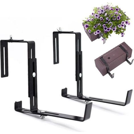 Support jardinière anthracite réglable en largeur pour balcon - métal robuste (1/4)