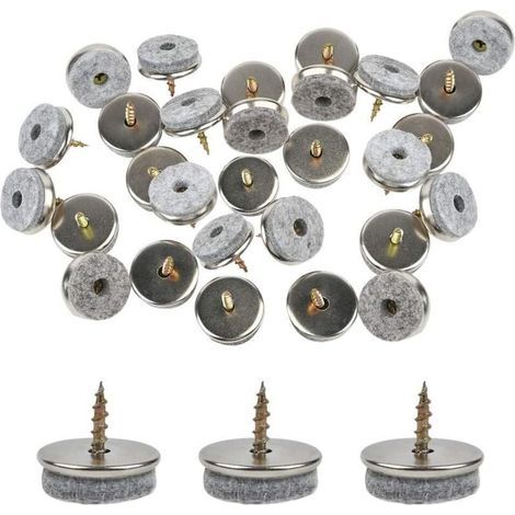 30 Pack Patin De Chaise, 18mm Diameter Patin Chaise. Patin Meuble Ave Feutres épai De 5mm Sont Une Protection Idéale Du Pied De Chaise, Avec Une Installation Facile Par Vis (1/4)
