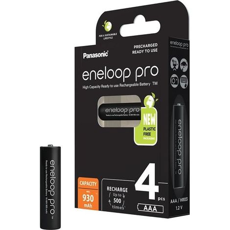 BATTERIA ricaricabile ministilo Panasonic ENELOOP PRO NIMH 930 mAh 4pz