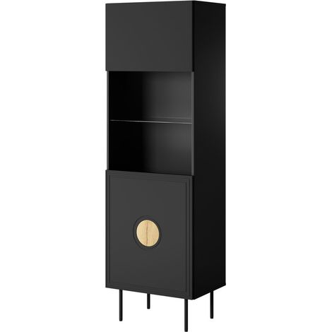Vitrine 190 cm noir mat et aspect chêne Climb (1/5)