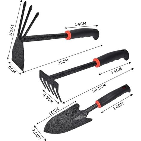 Ensemble d'Outils de Jardinage, Outils de Jardin 3 Pièces Kit, Kits d'Outils Jardin, Binette à Main, Râteau à Main, Petite Pelle de Jardinage, pour Ameublir Le Sol, Désherber, Transplanter (1/3)