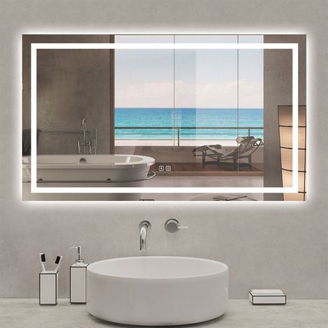 Acezanble Miroir lumineux 140 x 80cm, bluetooth + 3 couleurs + dimmable + anti-buée + mémoire, miroir salle de bain (1/5)