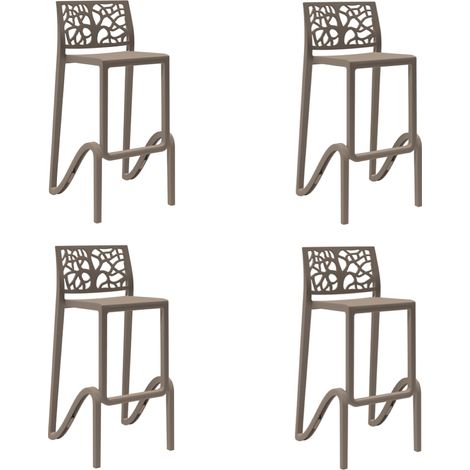 Sgabello bar impilabile alto H. seduta 75 cm TETI Tortora set 4 pezzi (1/2)