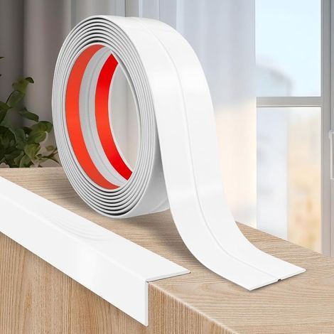 (2cm×3m, Blanc)Moulure murale adhesive plinthe souple moulure decorative corniere PVC baguette de finition protection angle mural (1/5)