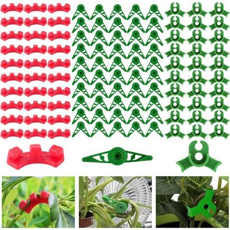120 Pinces de tuteurage à 360° et 90°, Accessoires de Culture pour Plantes grimpantes, Fleurs et Autres végétaux (Rouge, Vert) (1/5)