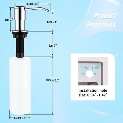 Distributeur de savon encastré pour évier de cuisine, bouteille 500 ml et rallonge 1 m, pompe liquide cachée (1/4)