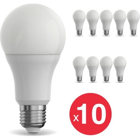 Lot de 10 ampoules LED réglables E27, 15 W (équivalent 100 W), lumière blanche neutre 4000 K, forme A70, dimmable, économie d’énergie classe A++ (1/4)
