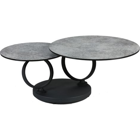 Table basse plateaux aspect céramique anthracite - KANDINSKY