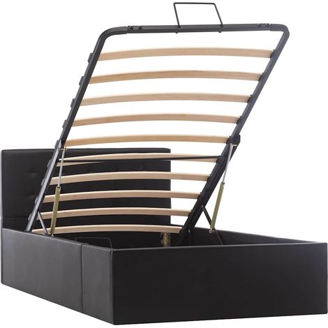 Maison Exclusive - Stauraumbett Hydraulisch Schwarz Kunstleder 90 (1/5)