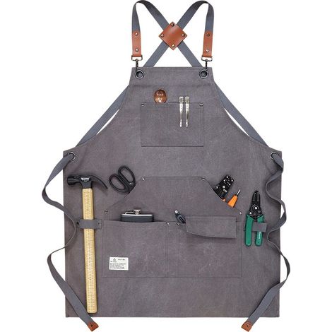Tablier de jardinage en toile - Tablier de travail imperméable avec poches pour fleuristes, chefs et baristas (1/4)