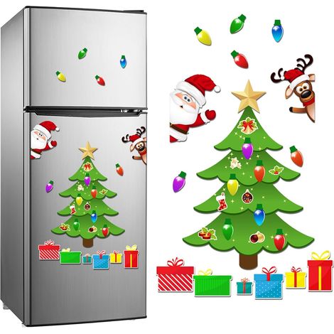 Magnetic Christmas tree for refrigerator, Christmas magnets, decorative magnetic stickers, metal door (C) (1/3)