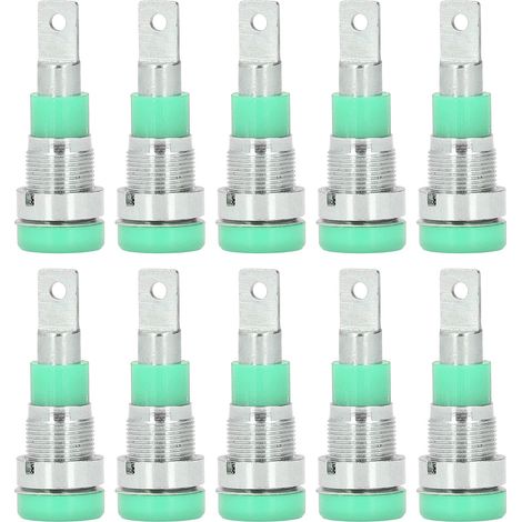 Lot de 10 douilles bananes 4mm, bonne performance, longue durée de vie, pour connexions électriques, outils de bricolage, couleur verte (1/5)