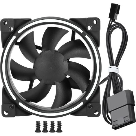 Ventilateur PC Silencieux 12V 24CFM 1500RPM, Refroidissement Radiateur Boîtier avec LED Blanc (1/5)