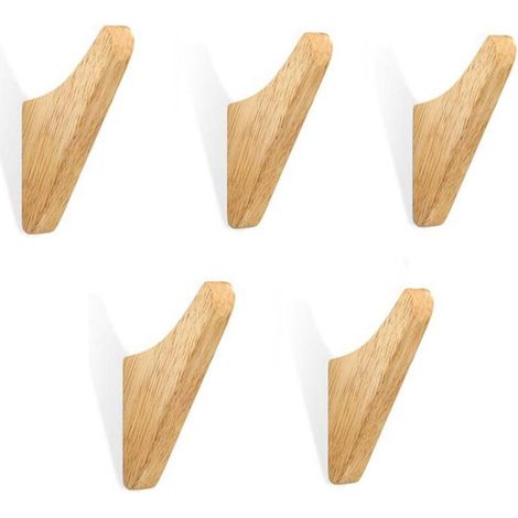 Filiyano-Ensemble de 5 crochets en bois, porte-serviettes muraux, porte-manteau original pour l'entrée (1/4)