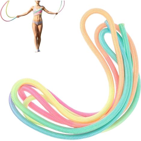 Corde à sauter de gymnastique, 3 mètres Équipement sportif Corde à sauter pour le fitness, l'aérobic et la gymnastique – pour enfants, filles et adultes, exercices à domicile, activités de plein air (1/5)