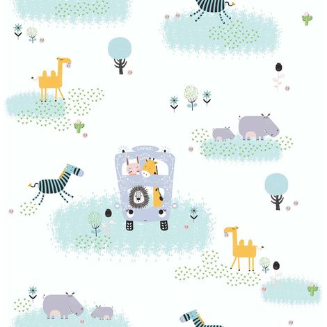 BRICOFLOR Papier peint Multicolore | Papier peint Vert Chambre d'enfant - 10,05 x 0,53 m (1/5)