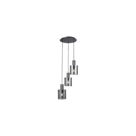 [NEUWERTIG] B-Ware Brilliant Riffelini Hängelampe Pendelleuchte Glas Rauchgrau Designer Lampe
