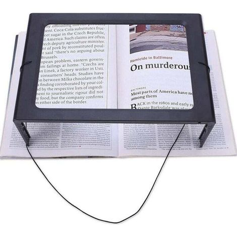 Loupe de Lecture 12 LED Rectangulaire avec Support pour Livres Malvoyants Personnes Âgées Couture Bijoux (1/3)