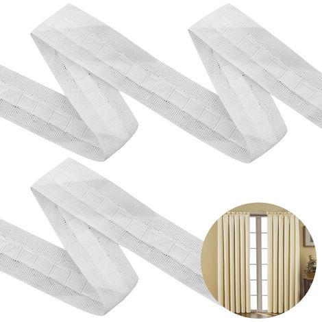 Ruflette pour Rideaux, 30m x 2.5cm Ruban à Rideaux Blanc Ruban Fronceur de Rideau, Rufflette Ruban pour Rideau de Fenêtre (1/5)