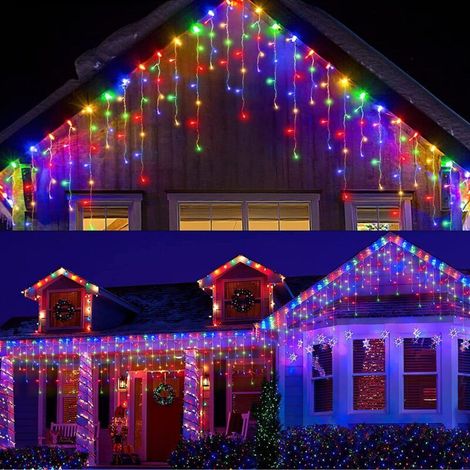 Guirlande lumineuse de Noël extérieure Rintea 10 m, 400 LED, étanche IP44, avec minuterie et 8 modes d'éclairage, idéale pour décorer l'extérieur, les gouttières, les toits, les jardi (1/4)