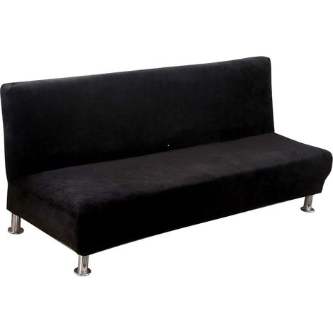 Housse de Clic Clac Canapé-lit 3 Places 160-190cm Ajustable Housse pour Canapé sans Accoudoirs Élastique Protection de Canapé Noir (1/5)
