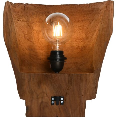 Lampara Aplique Teca 30X15X34 Pared Hecho A Mano (1/5)