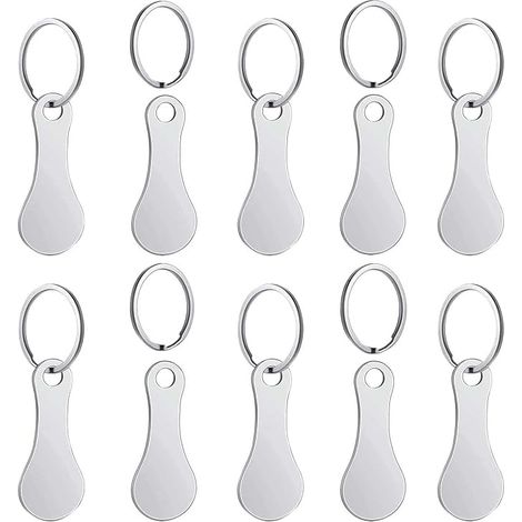 10pcs Einkaufswagenlöser Metall Einkaufschip Schlüsselanhänger Einkaufswagenlöser Personalisiert Rostfreier Stahl Einkaufswagenchip Utility Gadget für Einkaufswagen (Silber) (1/5)