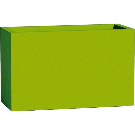 Rechteckige Vase Cromia Flowerpot aus einfarbigem Harz mit Dekoration "Made in Italy -Grün