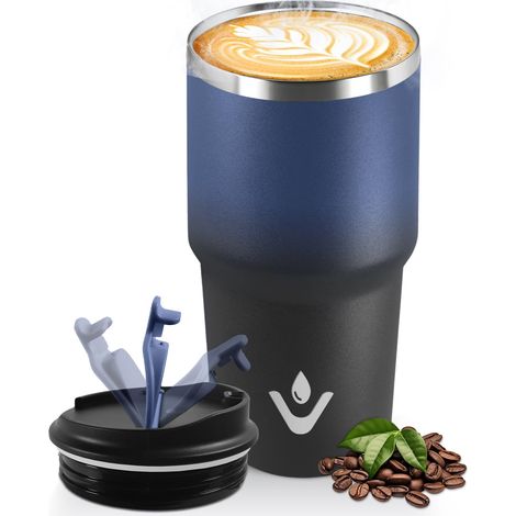 Mug Isotherme 600 ML, Réutilisable, Tasse Isotherme pour Café, Acier Inoxydable 304, Emporter, Anti-fuite, Double Paroi, Étanche Gobelet de Voyage pour Café Chaud et Froid, Lait et Thé (1/5)