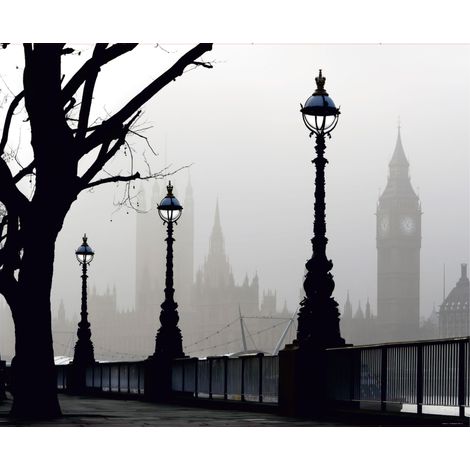 papier peint panoramique Londres gris et noir  - Sanders & Sanders (1/4)