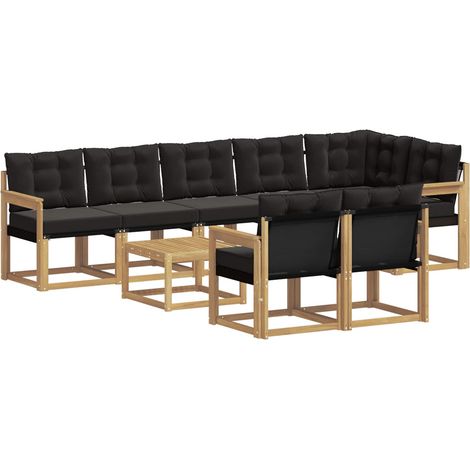 Conjunto de sofás de exterior 9 uds. Blanco y Negro vidaXL (1/5)