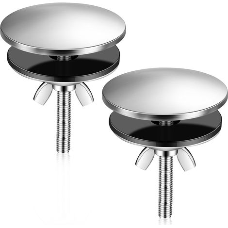 Lot de 2 cache-trous de 5 cm pour éviers de cuisine en acier inoxydable (acier inoxydable brossé)