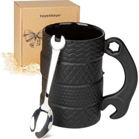 Tasse de grande capacité en céramique 450 ml avec cuillère et anse Tasses 3D pour voiture et bureau (1/4)