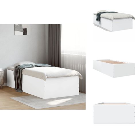 Cadre de lit sans matelas blanc 100x200 cm - Cadre De Lit - Lit Double - Lit Blanc - Meuble Chambre - Literie (1/5)