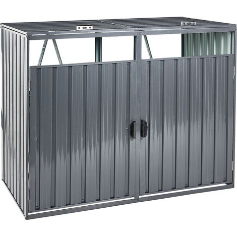 Doppel-Mülltonnenbox 2x240 L PERINALDO Metall Graphitgrau (1/5)