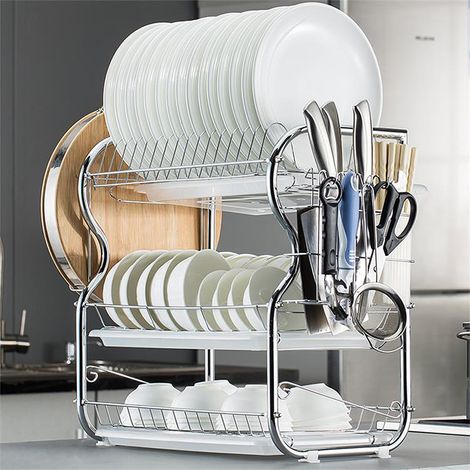 Égouttoir à Vaisselle Haloyo® de Grande Capacité INOX avec et bac D'égouttement,42 x 25 x 43.5 cm (1/5)