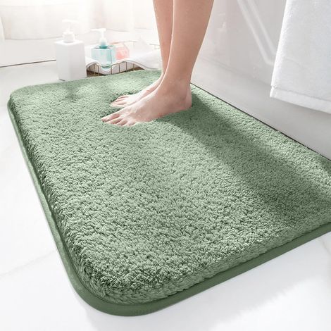 Tapis de Bain 40 x 60 cm, Vert, Antidérapant, Doux, Absorbant l'eau, en Microfibre, pour la Salle de Bain (1/5)