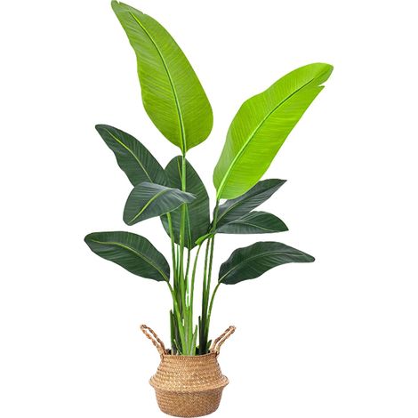 Grand Oiseau de Paradis Artificiel 120 cm Palmier Tropical avec 9 Feuilles Bananier en Plastique Plante en Pot Décoration pour Salon Chambre à Coucher Bureau (1/5)