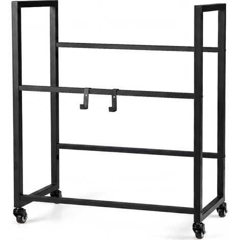 COSTWAY Scaffale Portabottiglie a 2 Ripiani in Metallo con 4 Ruote Fluide (1/5)