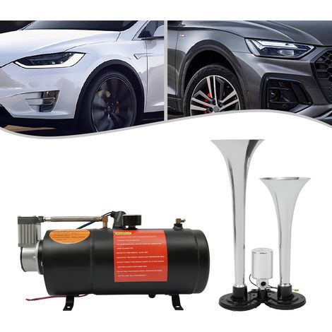 Compresseur d'air avec réservoir de 3 l, kit compresseur d'air DC 12 V, 150 psi, kit de klaxon, pompe à compresseur de réservoir d'air pour camions de train, bateaux, voitures, machines automatisées (1/5)