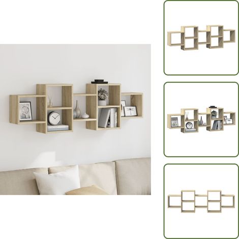 vidaXL Wandregal Sonoma-Eiche 129x18x42 cm Holzwerkstoff (1/5)