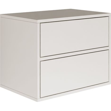 Selsey FRAMME – Mesita de noche colgante con 2 cajones – blanco – 50 cm